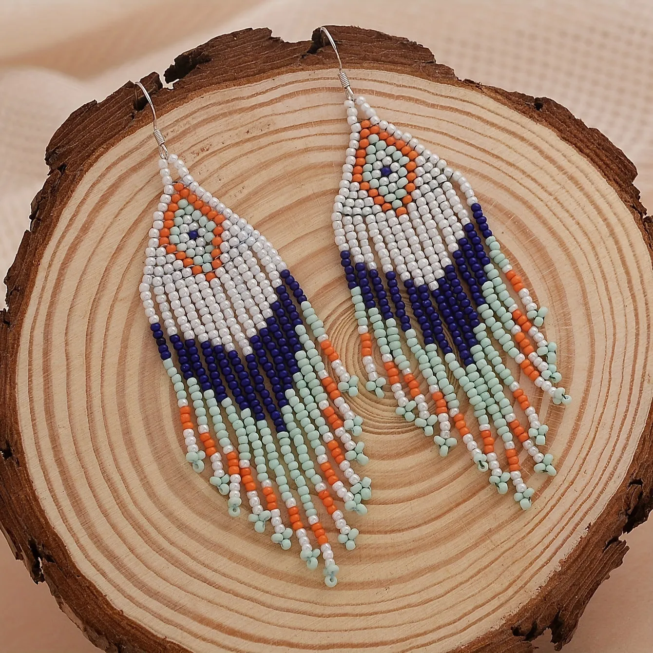 Boho Beaded Tassel Dangle Earrings