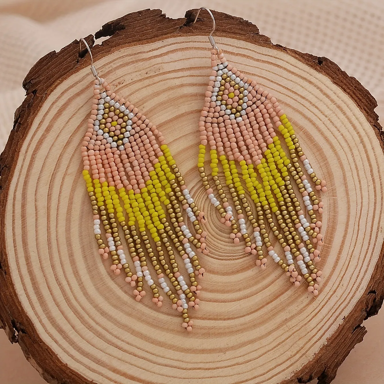 Boho Beaded Tassel Dangle Earrings
