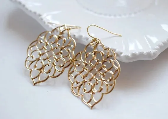 Boho Moroccan Filigree Dangle Earrings | Wedding & Gift Jewelry | Women's Earrings