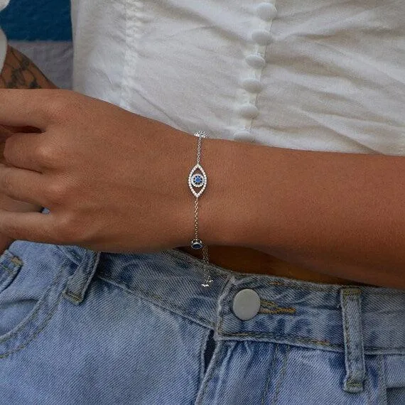 Bracelet for Women 925 Sterling Silver Zircon Blue Planet Charm Bracelet Gift for Her