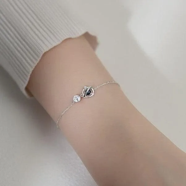 Bracelet for Women 925 Sterling Silver Zircon Blue Planet Charm Bracelet Gift for Her