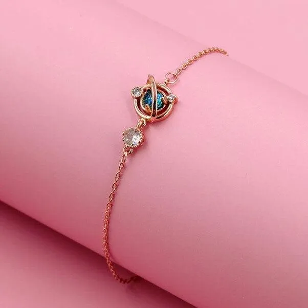 Bracelet for Women 925 Sterling Silver Zircon Blue Planet Charm Bracelet Gift for Her