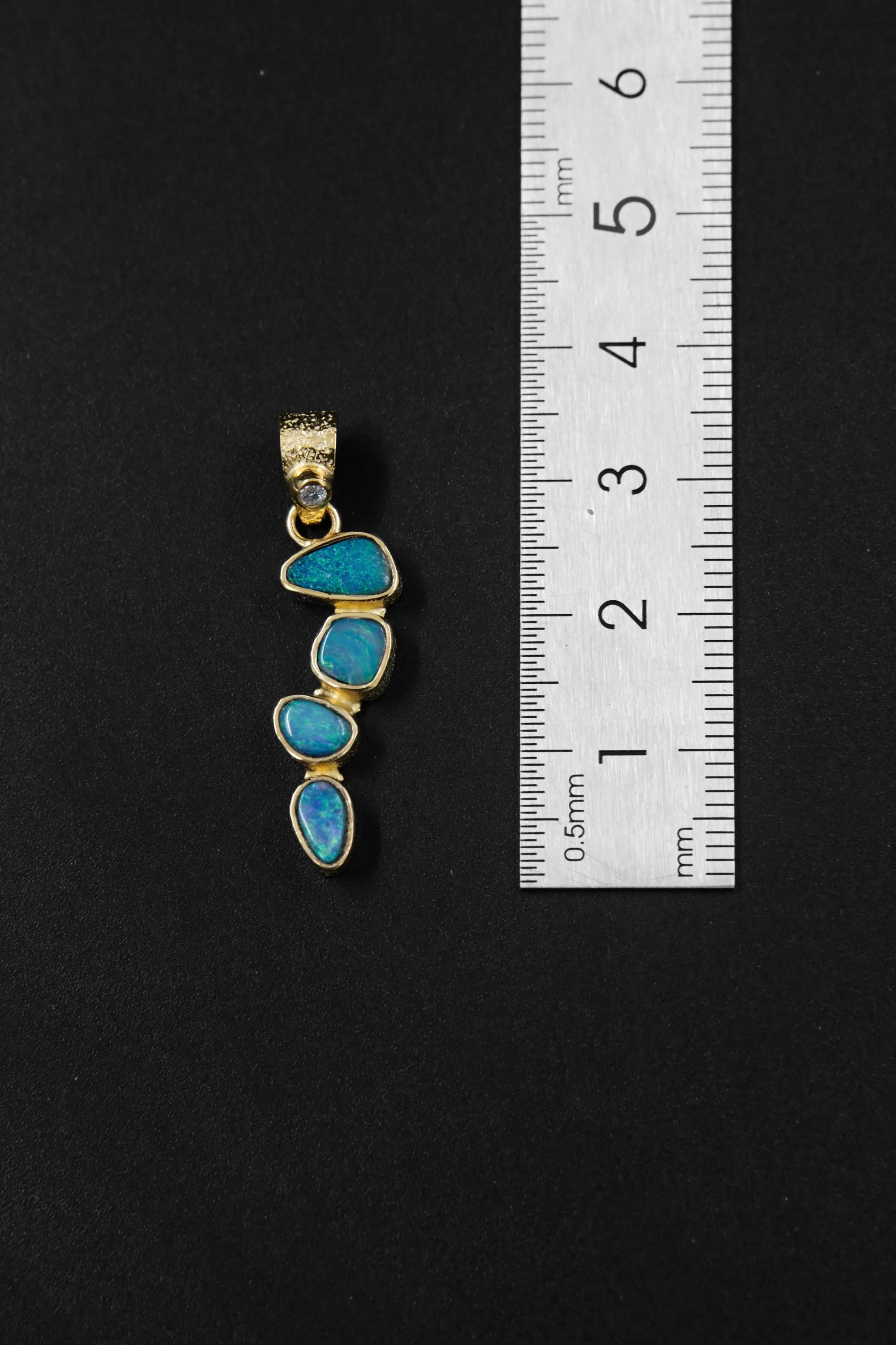 Brilliant Cut Zircon, Australian Opal Droplet Pendant, Sterling Silver, Gold Plated 18k, Healing Energy & Personal Power Crown Chakra Cancer