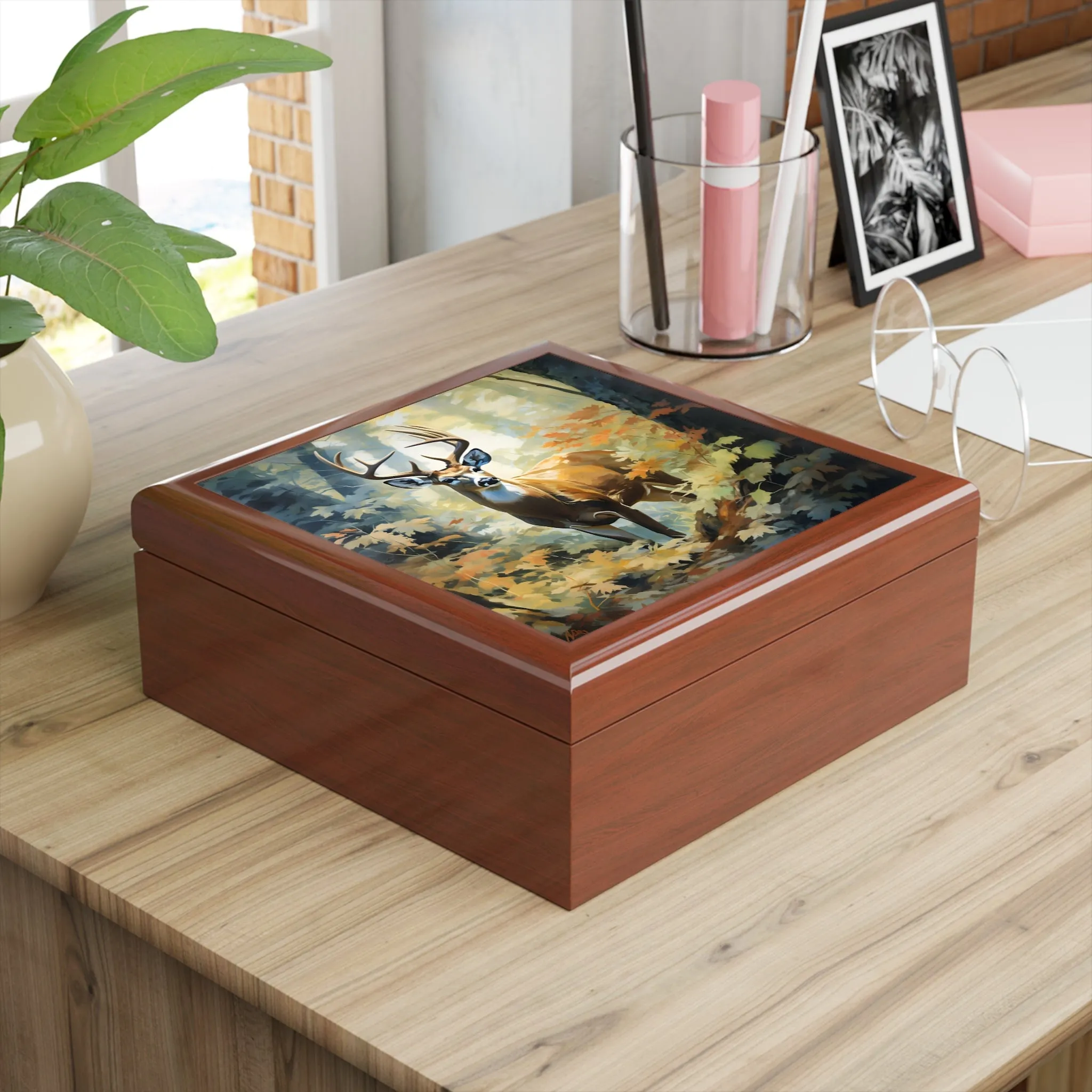 Buck Deer on a Fine Fall Day Art Print Gift and Jewelry Box