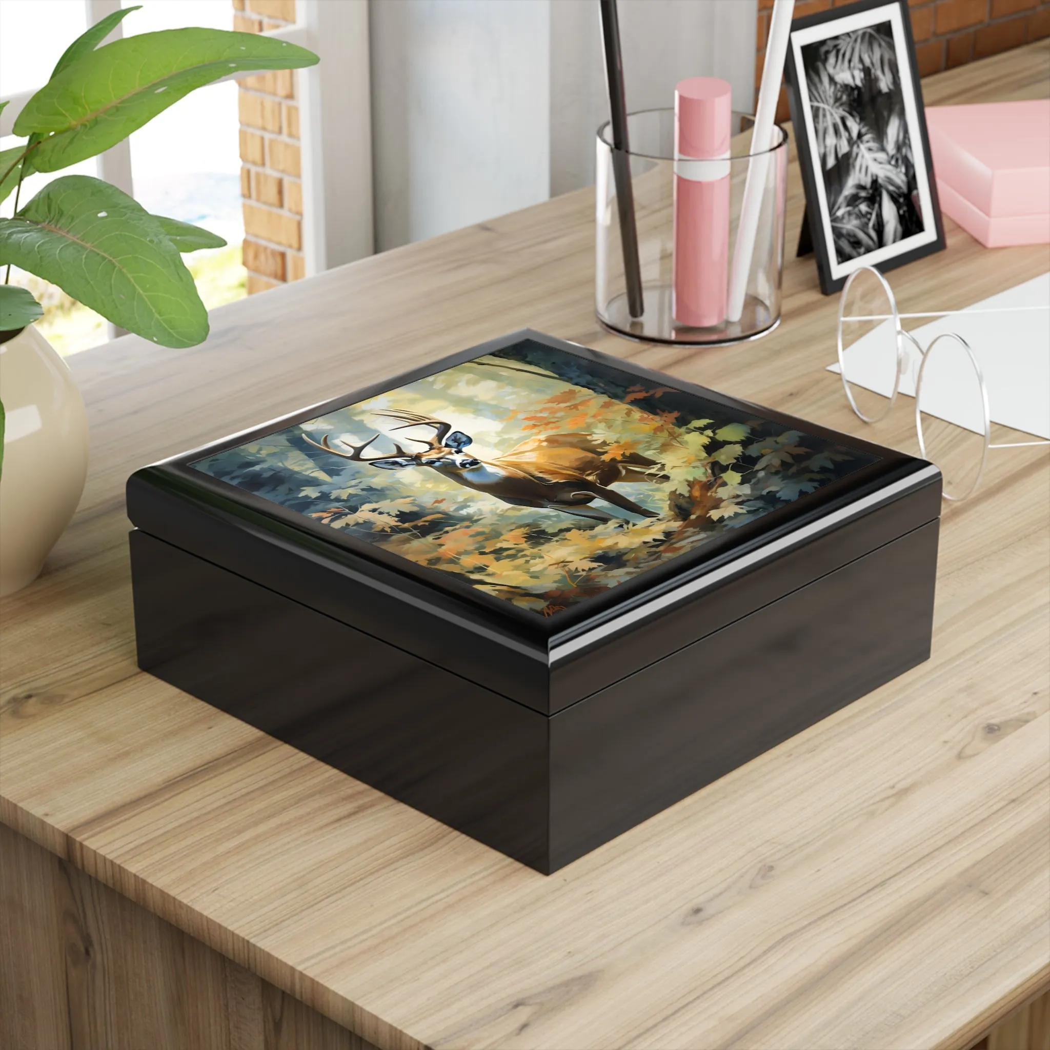 Buck Deer on a Fine Fall Day Art Print Gift and Jewelry Box