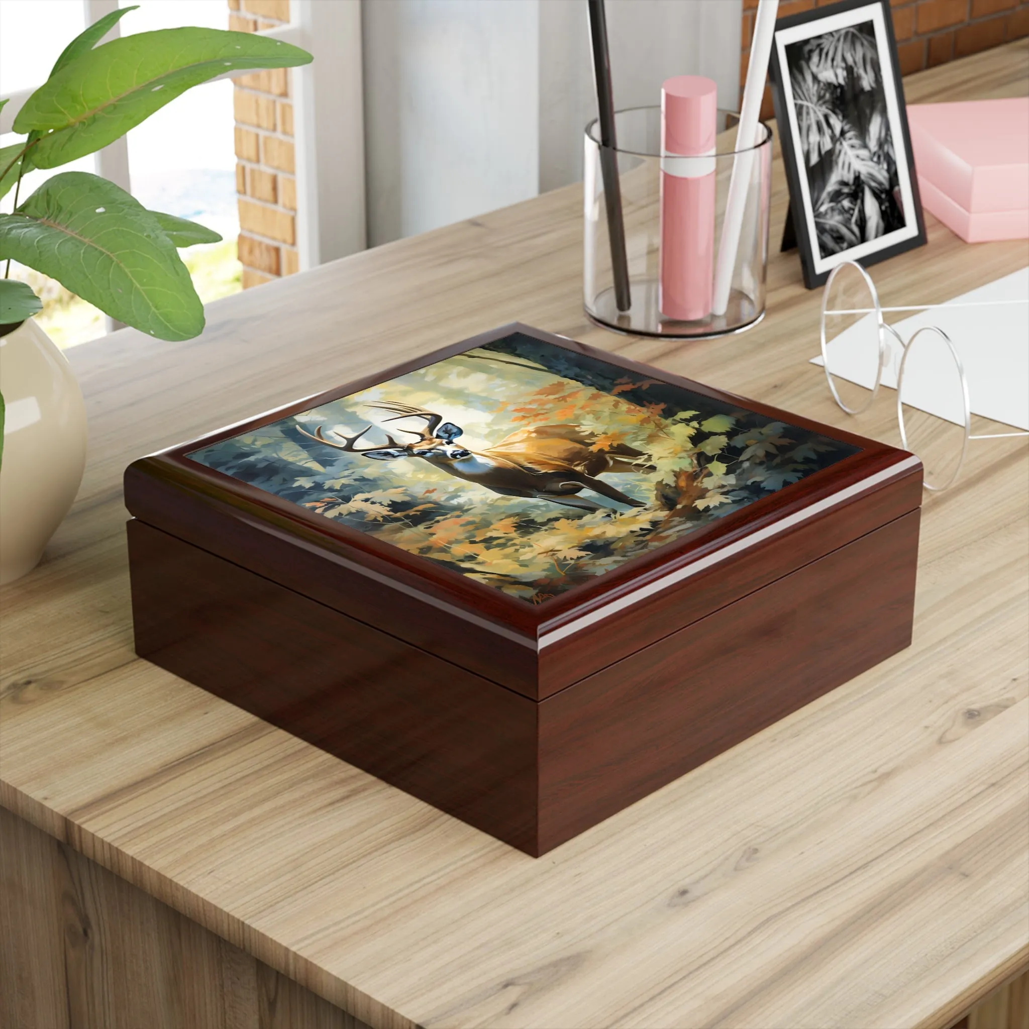 Buck Deer on a Fine Fall Day Art Print Gift and Jewelry Box
