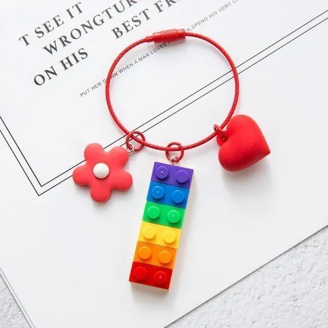 Building Block Rainbow Unique Key Chain - K4014