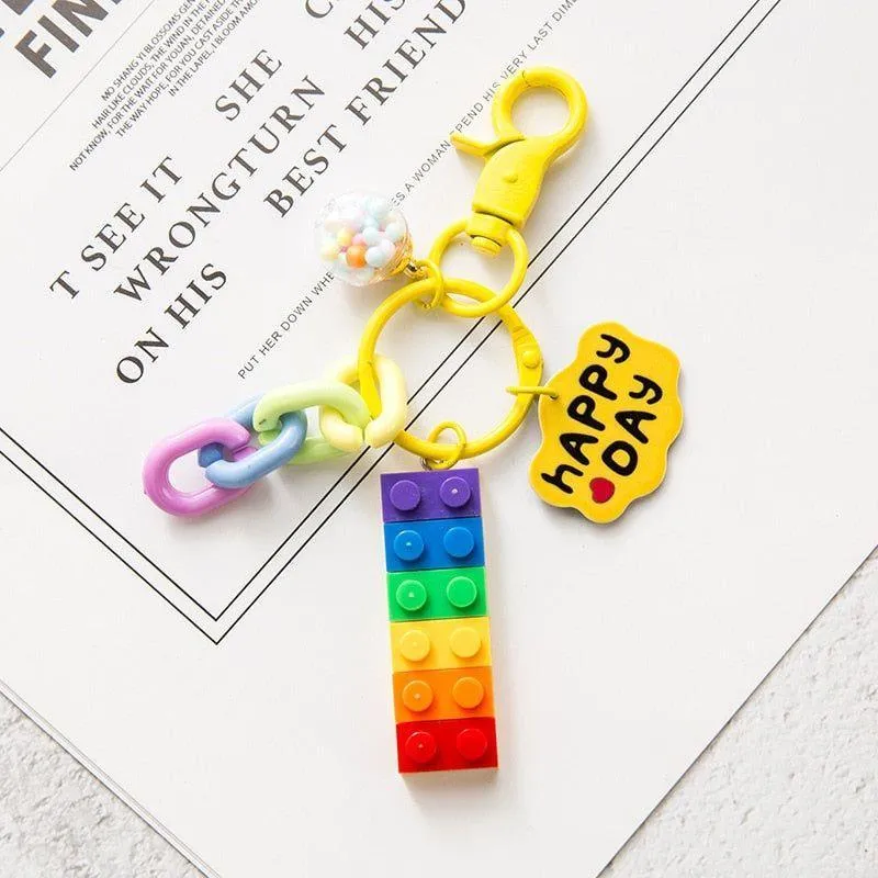 Building Block Rainbow Unique Key Chain - K4014