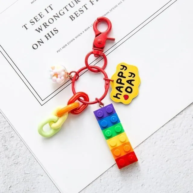 Building Block Rainbow Unique Key Chain - K4014