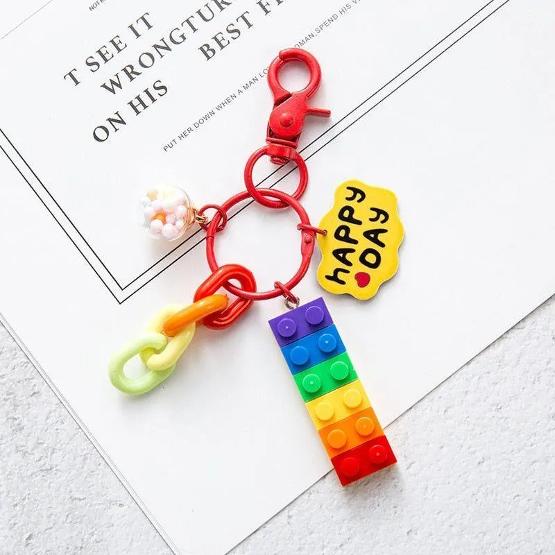 Building Block Rainbow Unique Key Chain - K4014