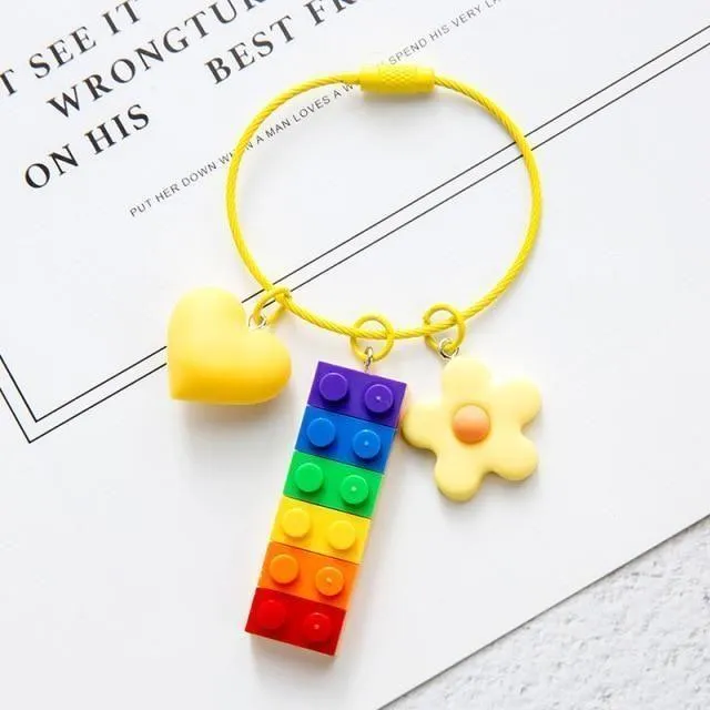 Building Block Rainbow Unique Key Chain - K4014