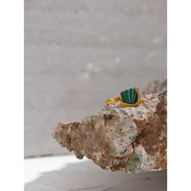 Capella Malachite Ring - 18K Gold Coated