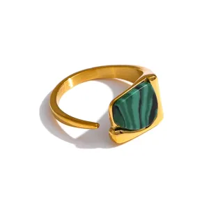 Capella Malachite Ring - 18K Gold Coated