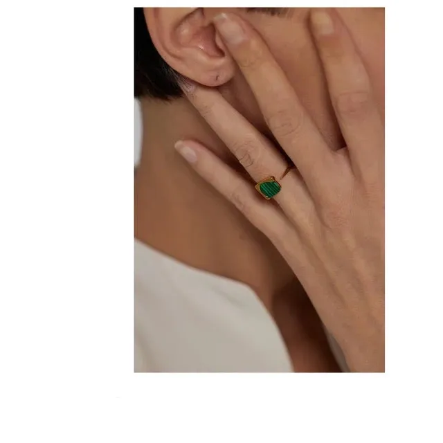 Capella Malachite Ring - 18K Gold Coated