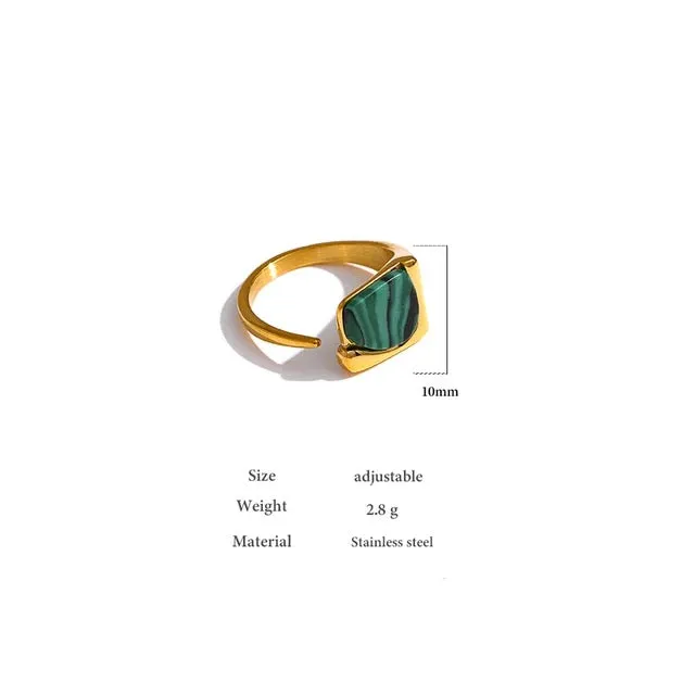 Capella Malachite Ring - 18K Gold Coated