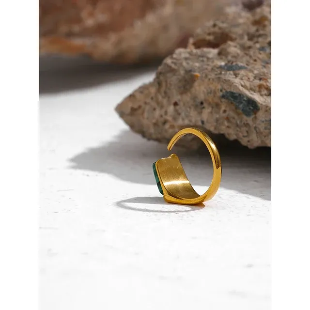Capella Malachite Ring - 18K Gold Coated