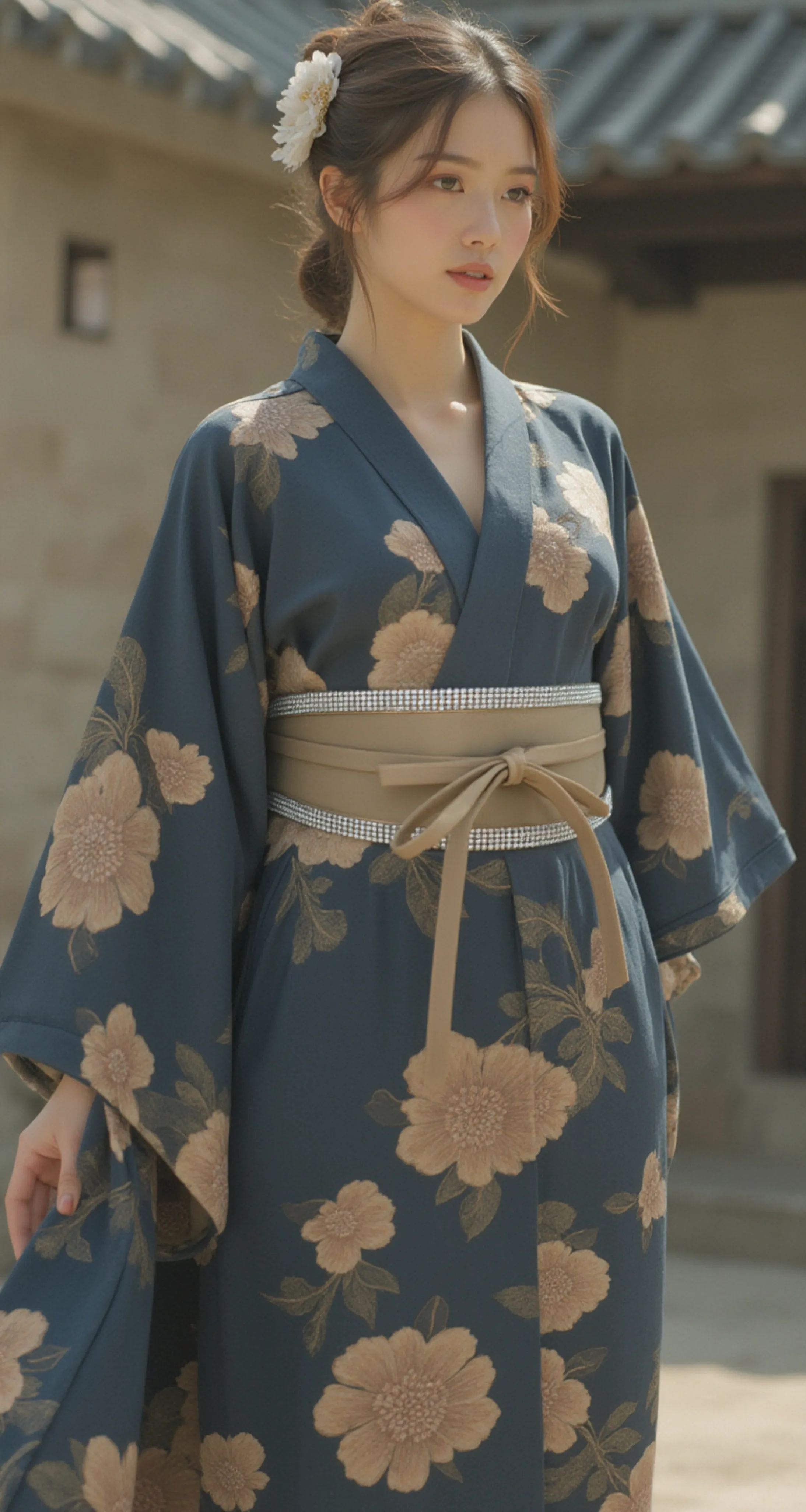 Caramel Beige Wrap Around Wide Waistband Tie Kimono Style Belt Size S M