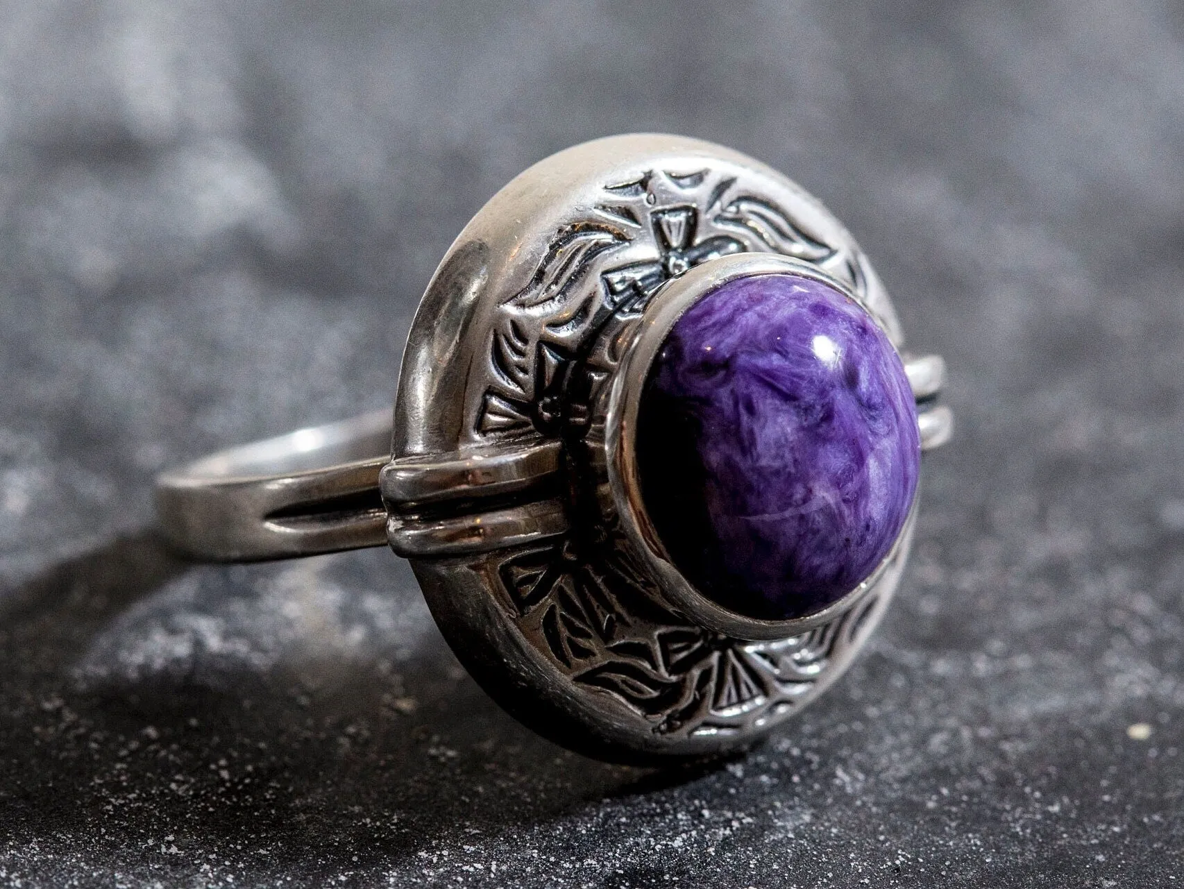 Charoite Ring - Egyptian Ring - Purple Statement Ring