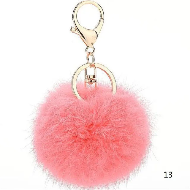 CHICDREAM Wholesale Fashion Chaveiro Keychain Fur Pom Pom Key Chain Real Rabbit Hair Bag Car Ornaments Fur Ball Pendants Trinket