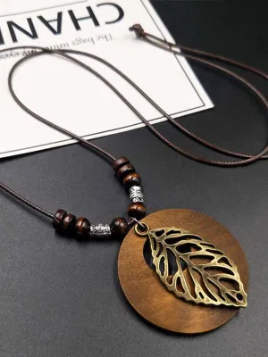 Chicmy-Original Vintage Wood Alloy Leaf Necklace