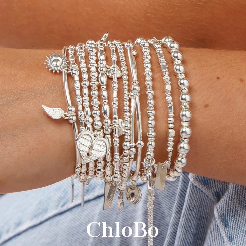 ChloBo Sterling Silver Cute Mini Open Heart Bracelet