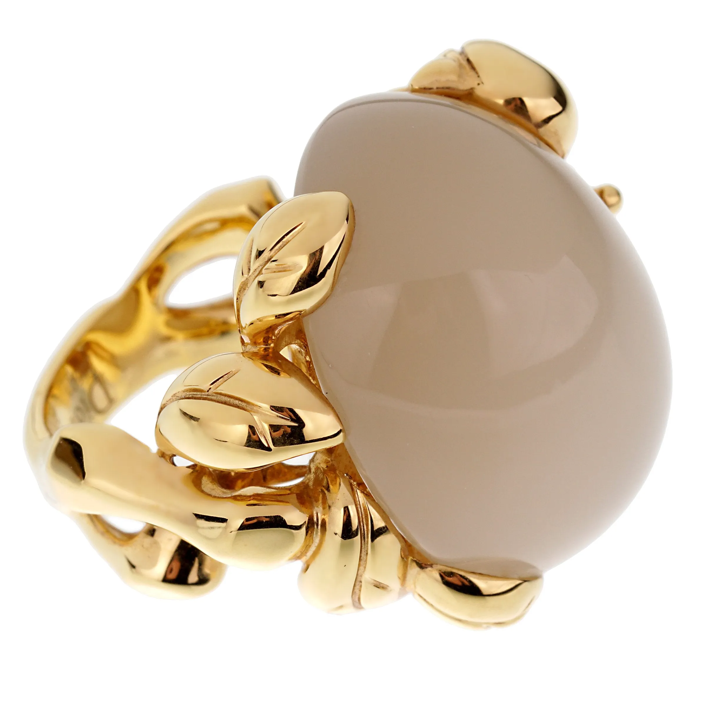 Christian Dior 40ct Moonstone Diamond 18k Yellow Gold Cocktail Ring Sz 5 1/2