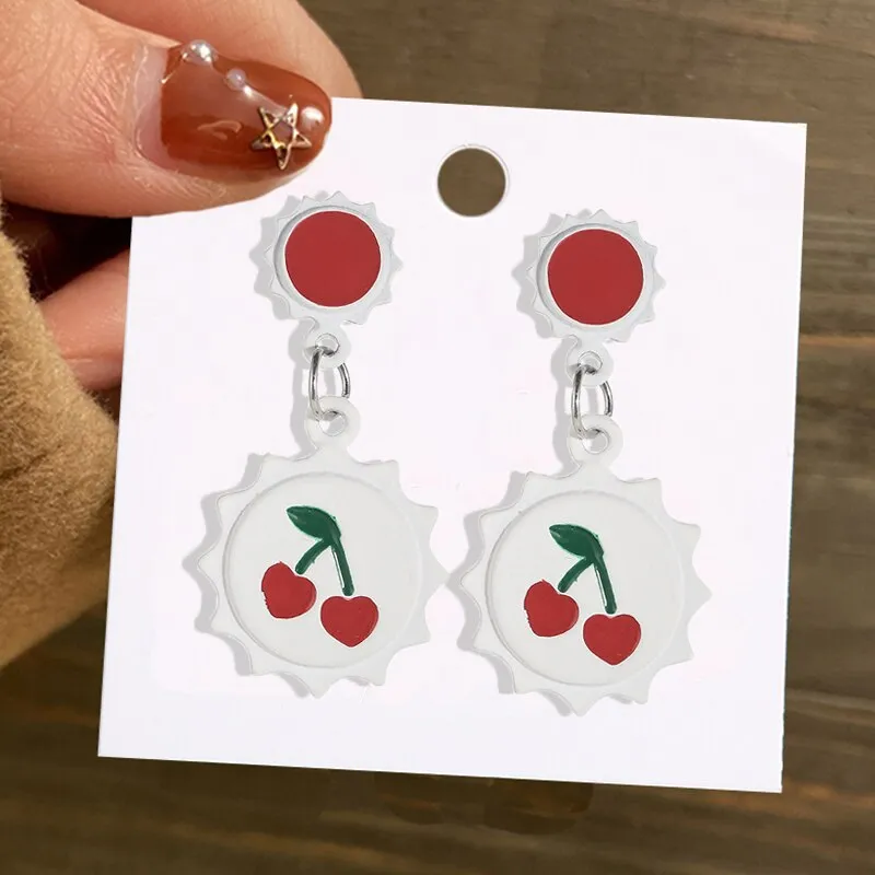 Christmas Circle Round Heart Deer Elk Pendant Earrings for Women Creative Festival Dangle Earrings Jewelry Accessories
