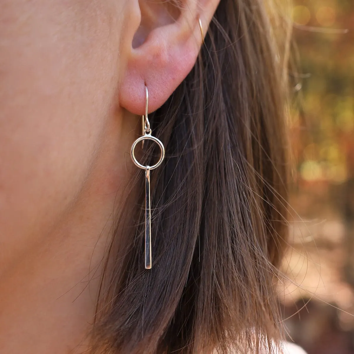 Circle with Hanging Bar Earrings
