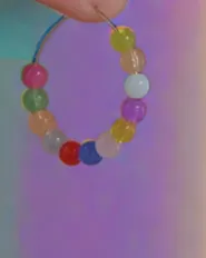 Color Block Bead Decor Hoop Earrings