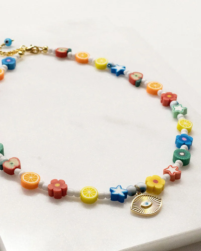 COLORFUL SUMMER NECKLACE WITH GOLD EYE