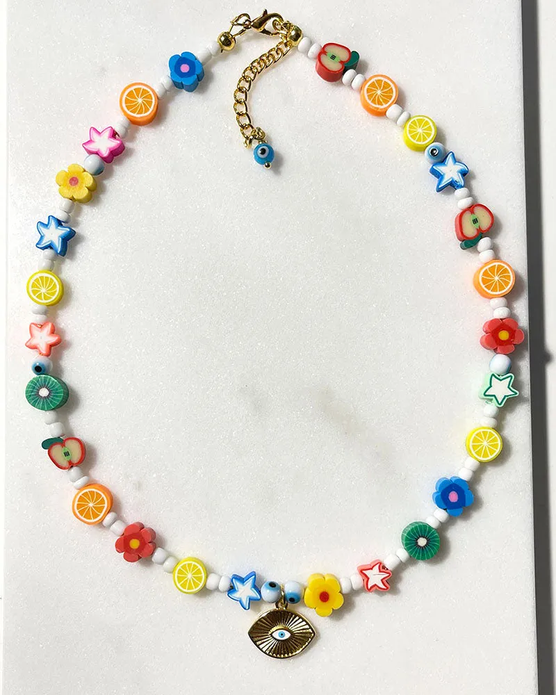 COLORFUL SUMMER NECKLACE WITH GOLD EYE