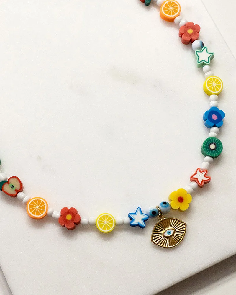 COLORFUL SUMMER NECKLACE WITH GOLD EYE