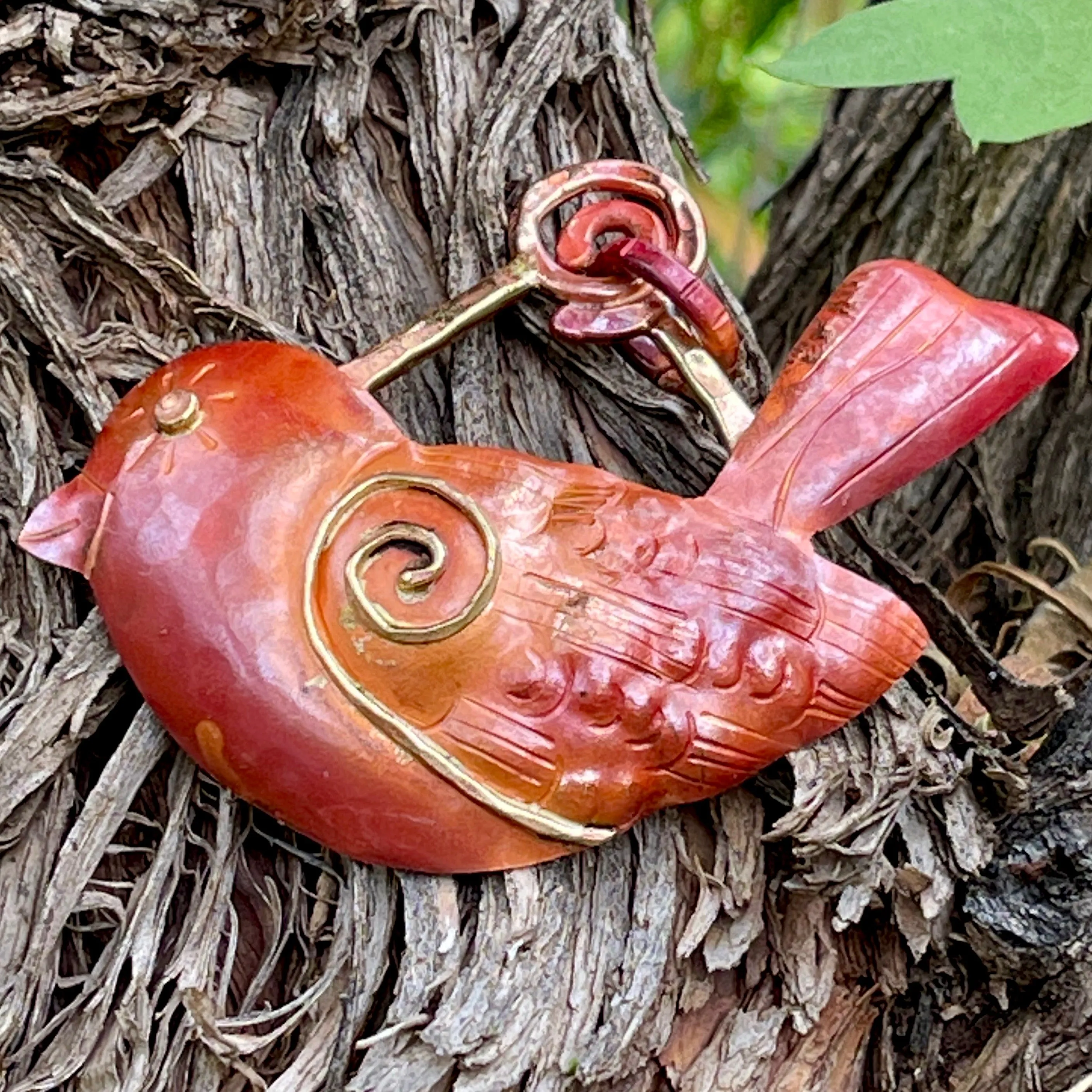 Copper Songbird Pendant