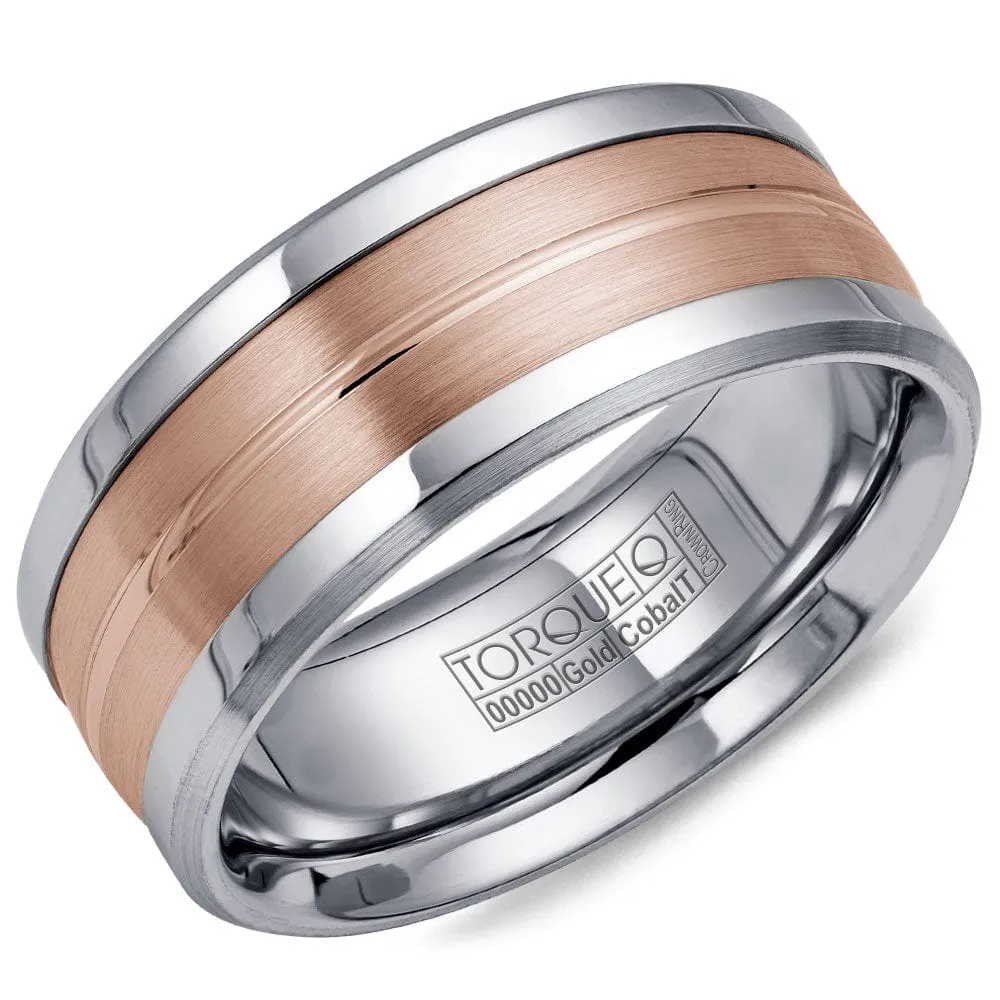 Crown Ring Rose Gold Inlay with White Cobalt Edges