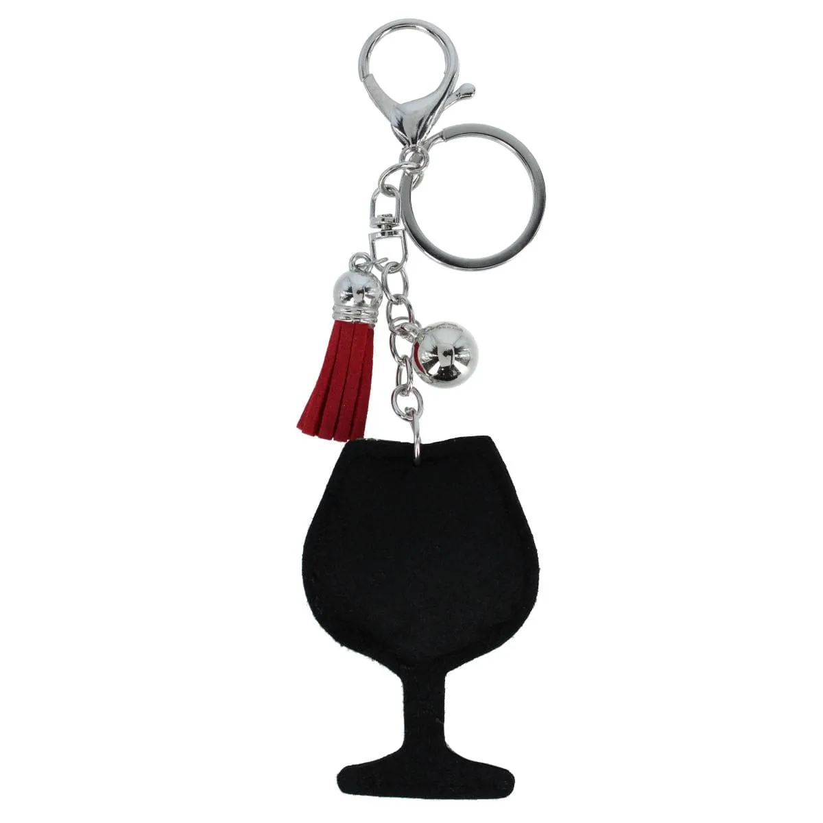 CTM® Women's Glittering Wine Glass Cushion Bag Charm