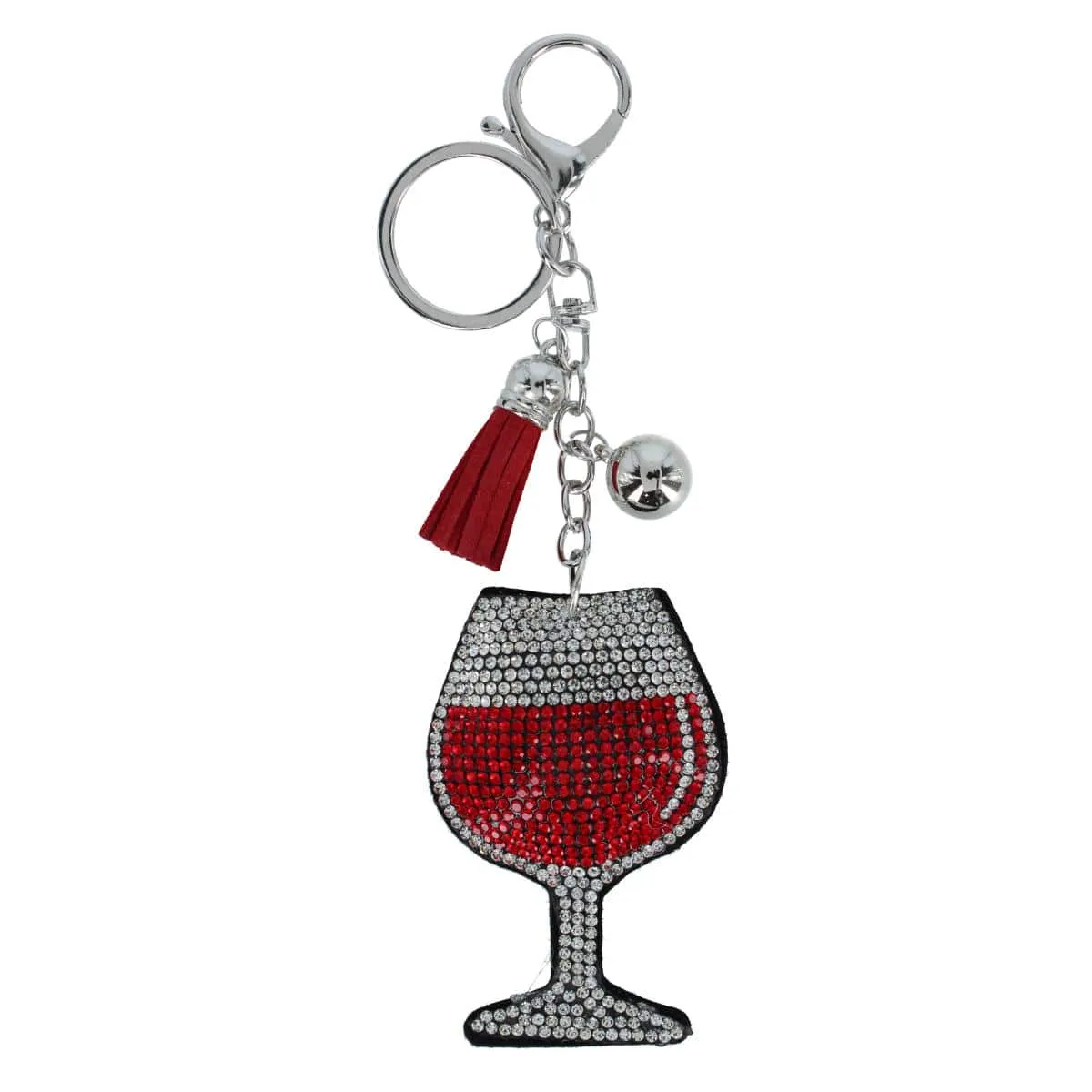 CTM® Women's Glittering Wine Glass Cushion Bag Charm