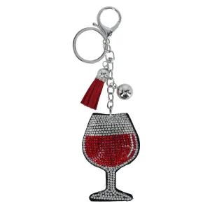 CTM® Women's Glittering Wine Glass Cushion Bag Charm