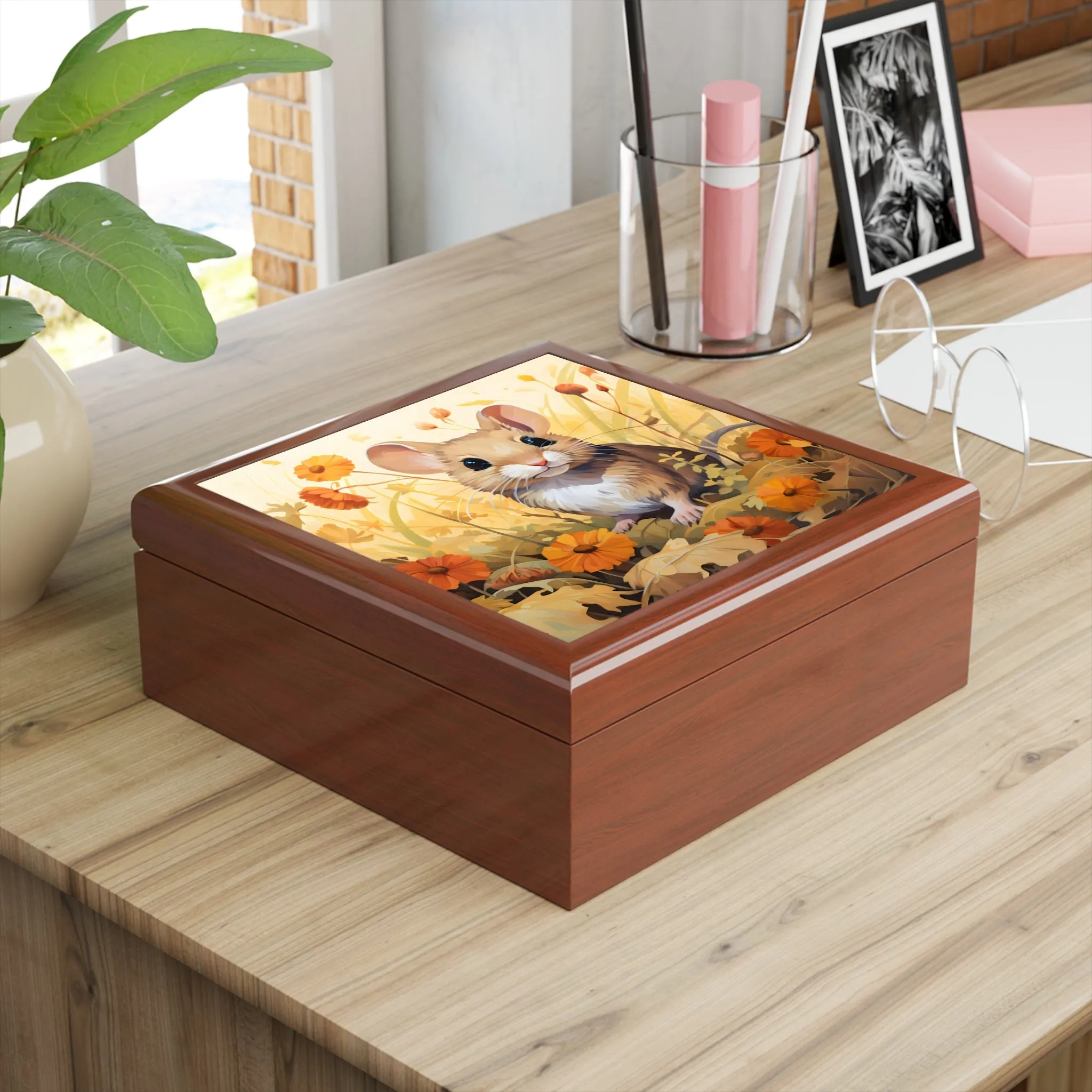 Cute Field Mouse Art Print Gift and Jewelry Box