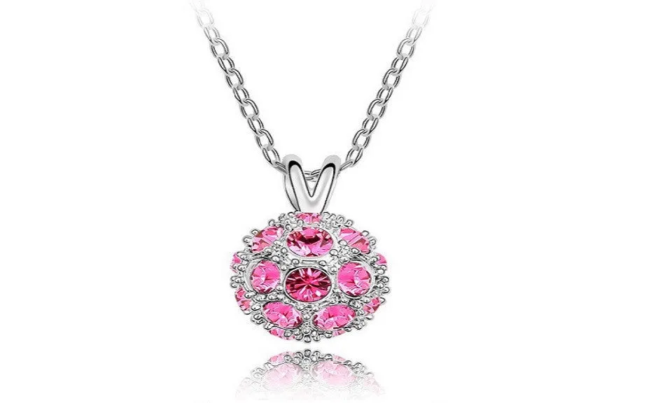 Czech Rhinestones Crystal Disco Ball Pendant Necklace