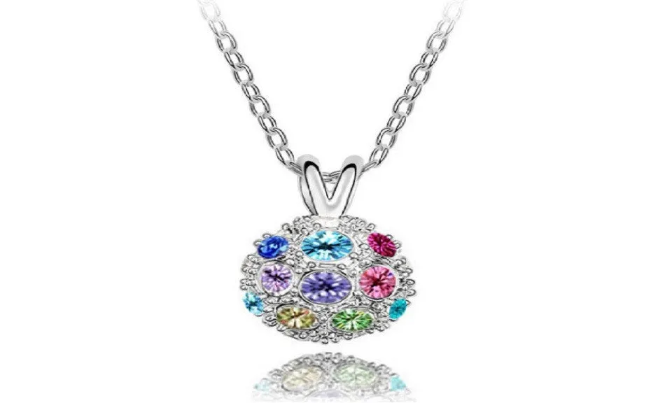 Czech Rhinestones Crystal Disco Ball Pendant Necklace