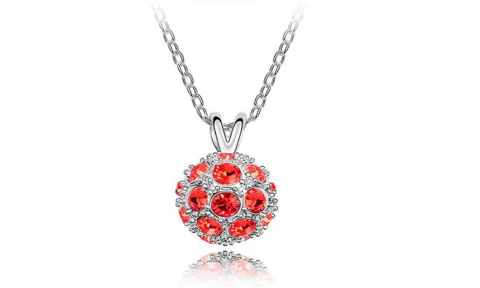 Czech Rhinestones Crystal Disco Ball Pendant Necklace