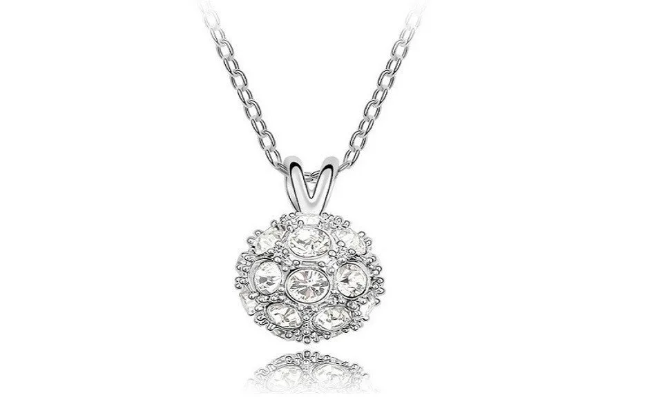 Czech Rhinestones Crystal Disco Ball Pendant Necklace
