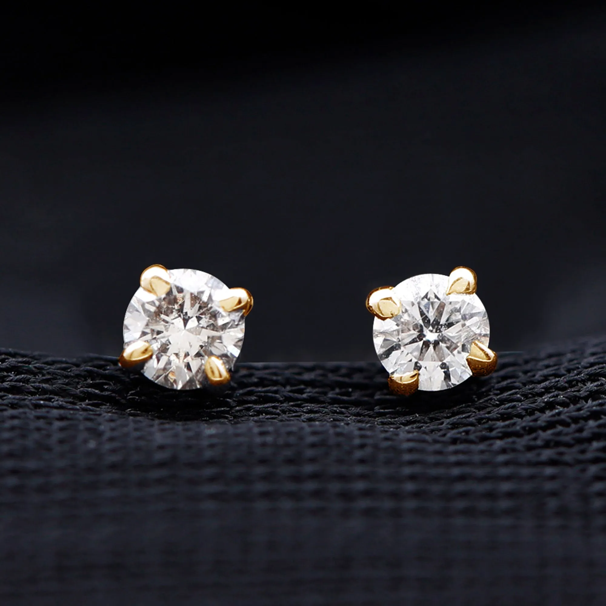 Dainty Diamond Solitaire Stud Earrings