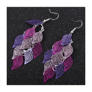 Dama Rusa- Purple Shaded Bohemian Leaves Earrings- TM-E-53-Pe