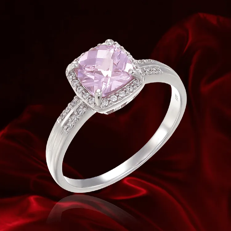 Dazzling Pink Ring with Sparkling Halo