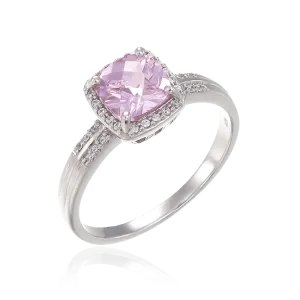 Dazzling Pink Ring with Sparkling Halo