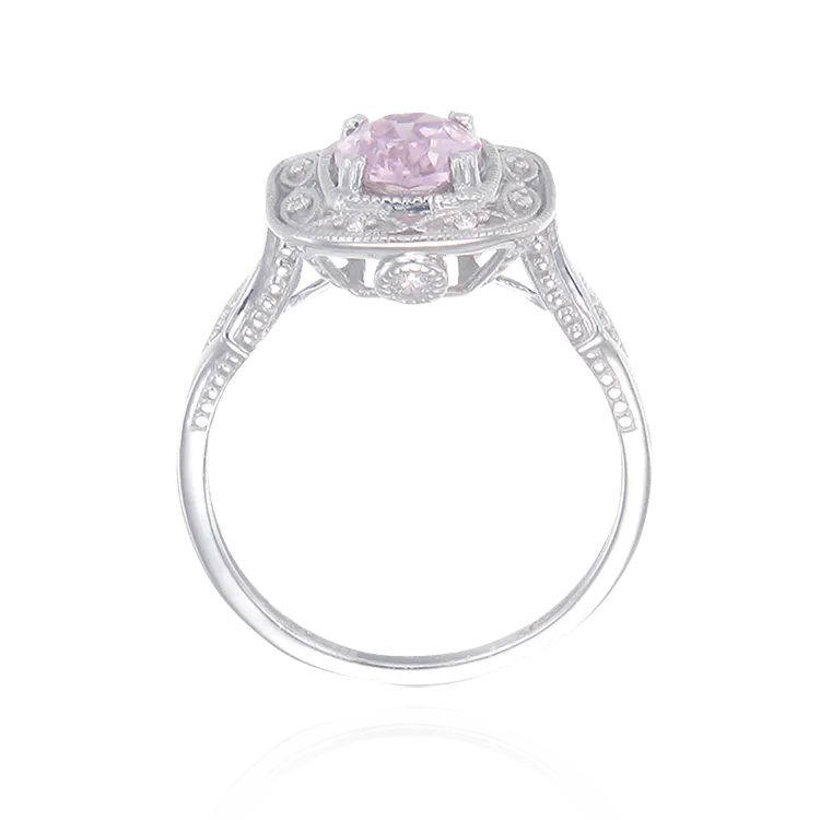 Deco Inspired Pink CZ Ring