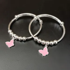 Designer Unisex Silver  Baby Bangle Set (Design 143)