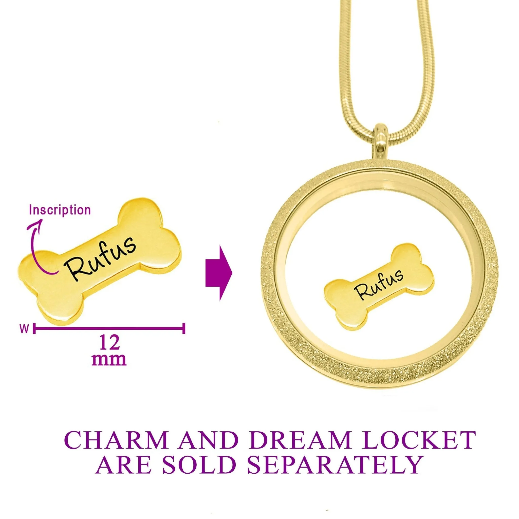 Dog Bone Charm Personalised For Dream Locket