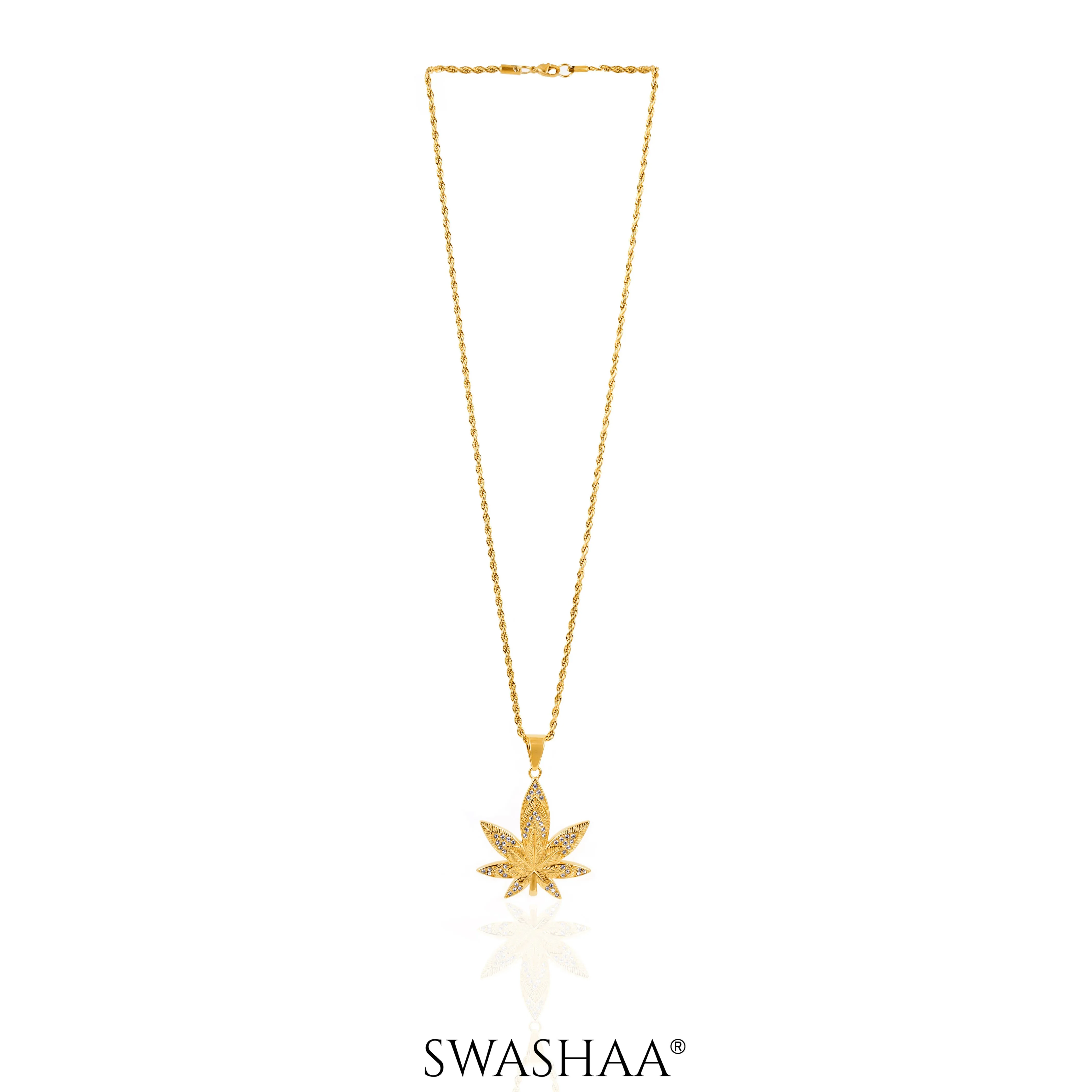 Dope Leaf 18K Gold Plated Men's Chain Pendant